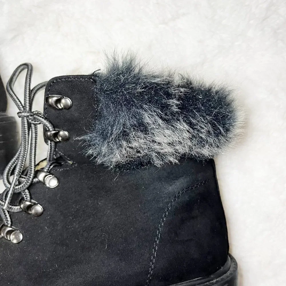 Merona Black Faux Fur Tipped Boots Size‎ 8